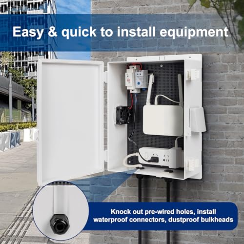 Namunanee Outdoor Electrical Box with Thermostat and Fan, ABS Water Resistant Enclosure with Internal Mounting Panel & Hinged Cover,16" H* 12" L* 5.9" W Plug & Play. - size: 16"H x 12"L x 5.9"W & Thermostat