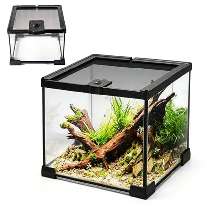 7 Gallon Glass Reptile Terrarium 12"x12"x12" Cube | Reptile Tank for Leopard Gecko, Hermit Crab, Snake, Frog, Tarantula, Isopod Enclosure - size: 12*12*12in