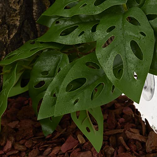 2Pack Fake Monstera Adansonii, Terrarium Plants with Suction Cups | For Arboreal Gecko Lizard Snake Terrarium Habitat - color: B-fake Swiss Cheese Plants Monstera Adansonii