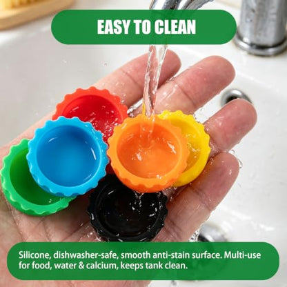 36PCS Gecko Feeding Cups with 3 Scoops, Reptile Food Feeding Cups | Colorful Food and Water Feeding Dishes Silicone Crested Gecko Cup for Lizards, Tortoise and Small Pets - color: 36PCS