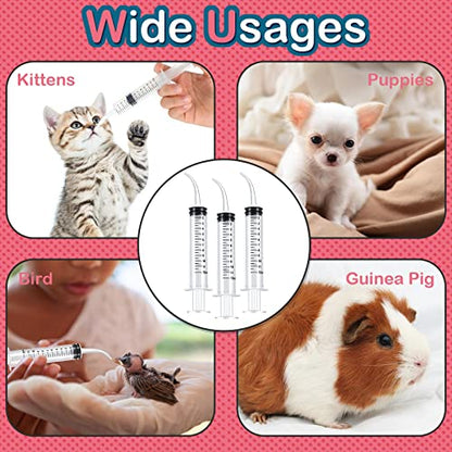 12 Pieces Baby Bird Feeding Syringe 12 ml Pet Liquid Syringes Kitten Feeder for Small Dogs Cats Puppy Kitten and Other Small Animal Breeding Supplies