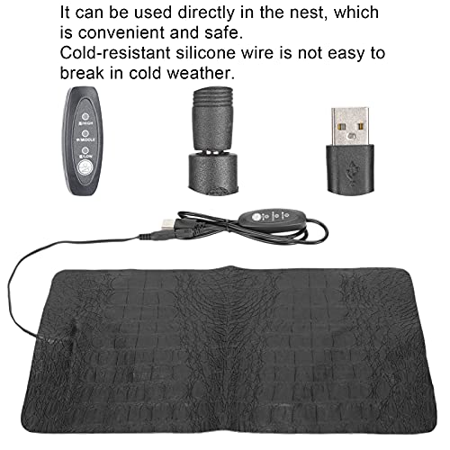 Pssopp USB Reptile Anti‑Scratch Heating Pad Reptile Heat Pad Temperature Adjustable Under Warmer Heating Mat for Small Animals(L)