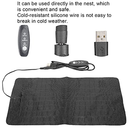 Pssopp USB Reptile Anti‑Scratch Heating Pad Reptile Heat Pad Temperature Adjustable Under Warmer Heating Mat for Small Animals(L)