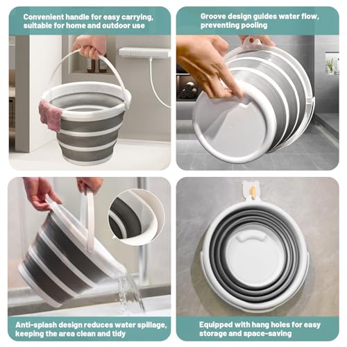 Collapsible Water Bucket (10L / 2.6 Gal) – Portable, Easy to Carry & Store, Ideal for Car Wash, Cleaning, Camping, Fishing and Outdoor Activities with Collapsible Handle Design - size: 1 Pack