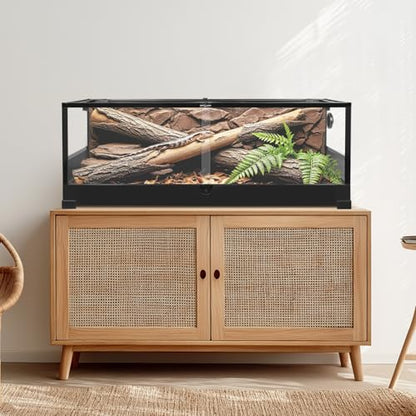 REPTI ZOO 67Gallon Reptile Large Terrarium 48" x 18" x 18" Upgrade Glass Front Opening Tank Sliding Door with Screen Ventilation Reptile Terrarium
