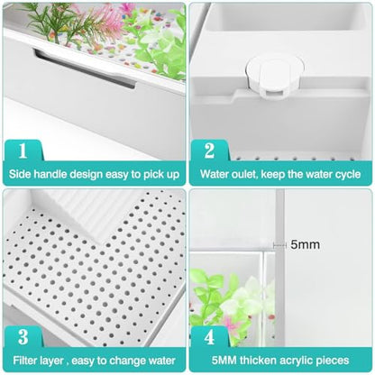 Large Turtle Tank Kit with Light and Water Pump | 23.6 Inch Clear Acrylic Starter Habitat with Basking Platform for Baby Turtles and Small Reptiles - size: Large Complete Kit