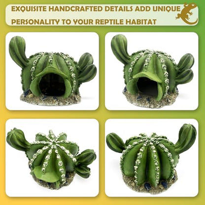 Cactus Reptile Hide Caves Lizard Bearded Dragon Leopard Gecko Hideout Terrarium Tank Accessories Turtle Snake Décor Amphibian Habitat Tortoise Personalized Decoration - style: CACTUS