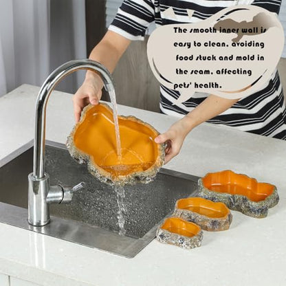 IBWell 4 Inch Reptile Food Dish Escape Proof Reptile Feeding Dish Resin Reptile Water Food Bowl for Bearded Dragon Chameleon Frog Snake Turtle Leopard Gecko - size: 4"