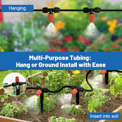 Misting Drip Irrigation System for Garden Watering,Raised Bed 120FT | Quick-Connect Plant Accessories, Drip Line Kit for Greenhouse, Micro Sprinklers for Yard Outside,Sistema De Riego Por Goteo - size: 120FT