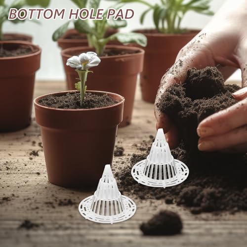 POPETPOP Flower Pot Hole Mesh Pad | Keeping Soil from Flowing, 50 Pack Drainage Pads and Pot Fillers - size: 5.50X4.70X3.40CM