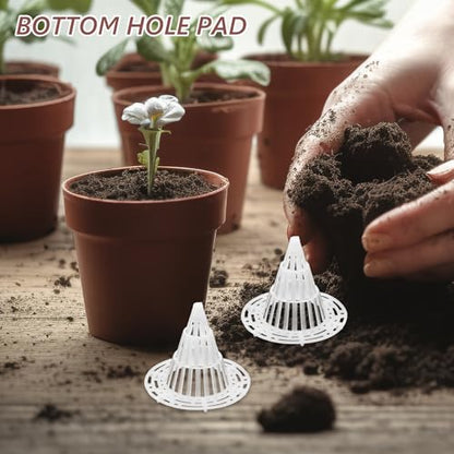 POPETPOP Flower Pot Hole Mesh Pad | Keeping Soil from Flowing, 50 Pack Drainage Pads and Pot Fillers - size: 5.50X4.70X3.40CM