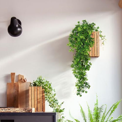 RECUTMS Fake Hanging Plants 2Pcs Outdoor Greenery Artificial Hanging Flower for Outdoors Hanging Basket Artificial Hanging Plants Plastic Home Garden Wedding Party Shelf Aesthetic Decorations(Green) | Faux Green Flowers with Eucalyptus Leaves UV Resistant