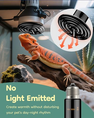 Pawfly 100 W E26 Ceramic Heat Emitter for Reptiles, No Light Emitting Reptile Heat Lamp Bulb, Infrared Ceramic Heat Bulb for Amphibian Chicken Snake Lizard, Ceramics Heat Lamp, Pet Brooder Coop Heater - size: For 30-40 Gallon Terrarium