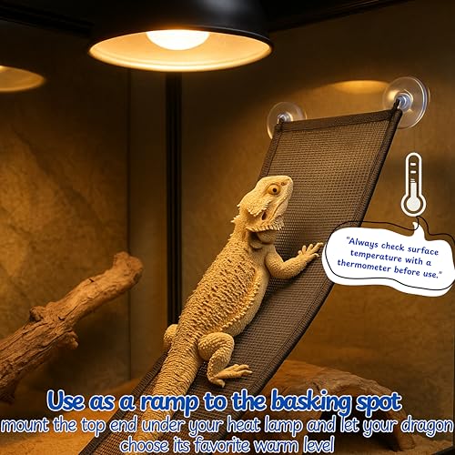 Bearded Dragon Hammock Large Tank Bed, Mesh Lounger with Suction Cups & Cable Ties, Reptile Basking Ramp/Bed, Fits Bearded Dragons & Leopard Geckos (Rectangle, 28" x 10") - color: Rectangle