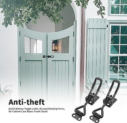 E-TING 6Pack Toggle Clamp Latch 100KG 220LBS Holding Capacity | Black Adjustable 4001 Pull Latch Clamps Quick Release Hasp Clamps for Smoker Cabinet Boxes Case Trunk Jig - style: 4001（6pack）