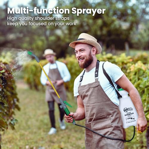 REALWORK 2pk 1-Gallon Handheld Tank Sprayer with Easy-Carry Shoulder Strap for Lawn, Garden, Yard, in Translucent White - size: 1 gallon