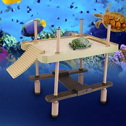HERCHR Reptile Floating Basking Platform, 15.9x11x16.1Inch Turtle Dock Plastic Climbing Island with 6.6lb Load Capacity, Aquarium Resting Terrace for Tortoise Salamander Frog Amphibian