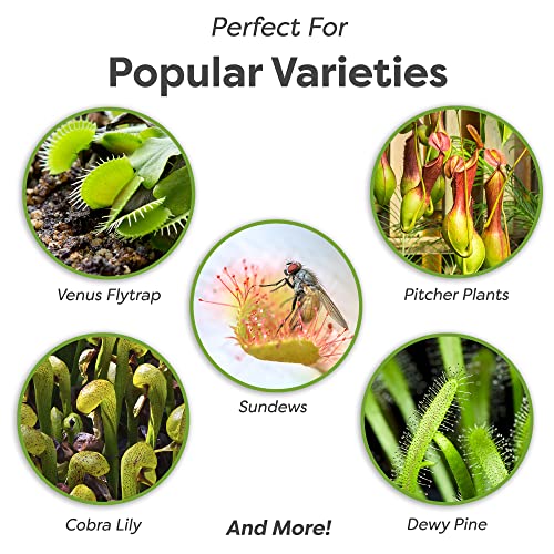 Perfect Plants Carnivorous Plant Soil, 4 qt, Venus Fly Trap Potting Mix | Organic sphagnum peat moss and perlite blend for flytraps, sundews, pitcher varieties and Nepenthes, holds ideal acidity - size: 4 qts.