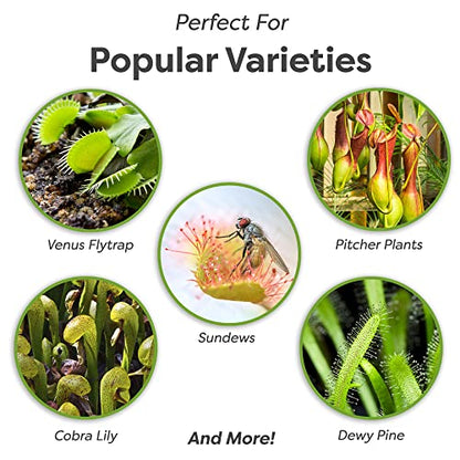 Perfect Plants Carnivorous Plant Soil, 4 qt, Venus Fly Trap Potting Mix | Organic sphagnum peat moss and perlite blend for flytraps, sundews, pitcher varieties and Nepenthes, holds ideal acidity - size: 4 qts.