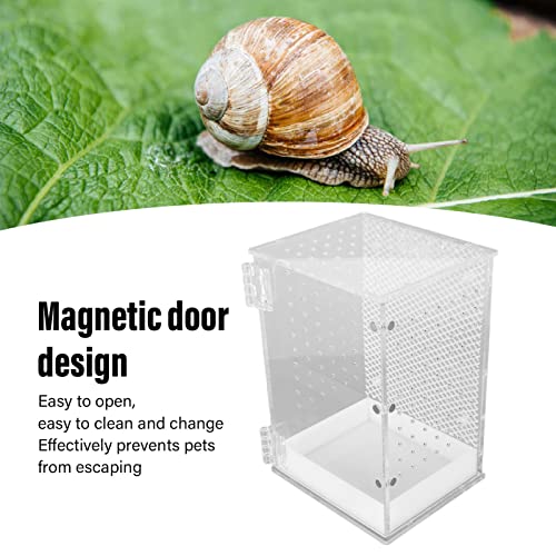 Reptile Terrarium Tank Acrylic Highly Transparent Clear Habitat Enclosure with Magnetic Door for Leopard Gecko Snake Frog Tarantula Paludarium (Small) - size: Small