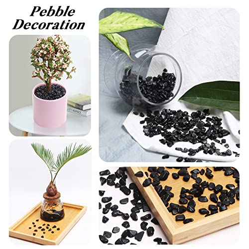 QICQDRAM Polished Gem Stones Rocks Black Obsidian Crystals Natural 1LB | Small Tumbled Stones Crystal Chips Bulk for Healing Crystals Fish Tank Gravel Vase Filler (405g/14.28oz) - color: Obsidian