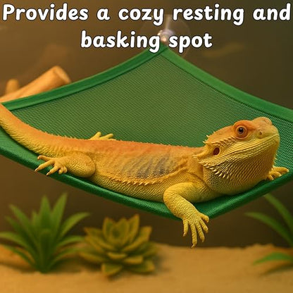 Bearded Dragon Reptile Hammock Enrichment Cage Accessories, Bearded Dragon Feeder Ball and Breathable Mesh Hammock, Lizard Hammocks Lounger Bed Rest and Feed Toy, Reptile Tank Accessories (Red) - color: Red
