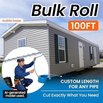 300ft Cut to Length Heat Tape for Water Pipes Bulk Roll | Professional Self-Regulating (-40°F), Wire Splitter & End Cap, for Mobile Homes, Electricians & Installers, 5W/ft