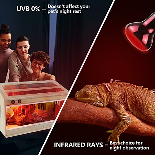 LUCKY HERP Infrared Heat Lamp 50W 2 Pack，Reptile & Amphibian Basking Spot Light Bulbs, Red Heat Lamp Bulbs for Reptiles, Bearded Dragon, Turtle, Lizard, Snake, Chicken - size: 50