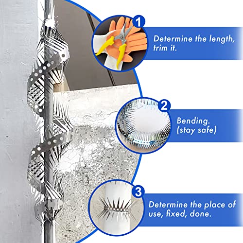 Bird Spikes - 20 Inch Stainless Steel Fence Spikes for Pigeons, Raccoons, Snakes - Deterrent Defender | 20 inch stainless steel bird spikes - size: 20 inch