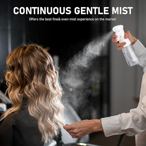 Bealee Spray Bottle for Hair, Continuous Mister, Fine Mist, 2 Pack, 6.8 Oz | Ultra-Fine Mist, Continuous Spray, Leak-proof Misting for Hairstyling, Barbers, Salons, Essential Oil, Cleaning, Planting - color: Black & White, 2 Pack