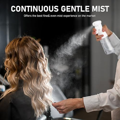 Bealee Spray Bottle for Hair, Continuous Mister, Fine Mist, 2 Pack, 6.8 Oz | Ultra-Fine Mist, Continuous Spray, Leak-proof Misting for Hairstyling, Barbers, Salons, Essential Oil, Cleaning, Planting - color: Black & White, 2 Pack