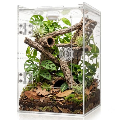 Tall Arboreal Tarantula Enclosure【𝐍𝐨 𝐀𝐬𝐬𝐞𝐦𝐛𝐥𝐲 𝐑𝐞𝐪𝐮𝐢𝐫𝐞𝐝】, Jumping Spider Enclosure, Front Above Opening, Cross Ventilation, Acrylic Arboreal Reptile Enclosure,Praying Mantis Enclosure - size: 6*6*9in