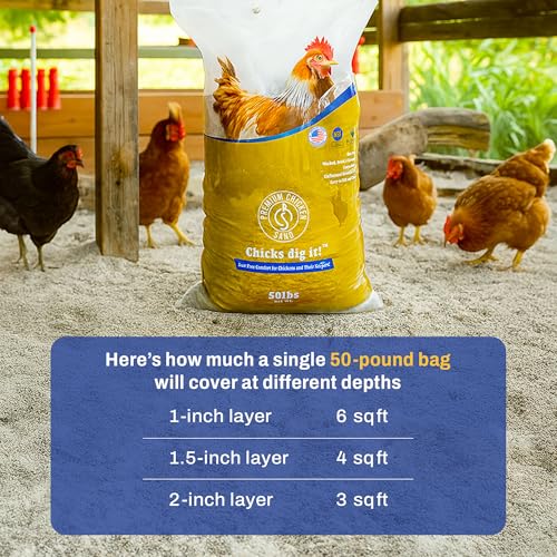 Premium Chicken Sand 50 lbs (2-Pack) – Dust-Free, Odor-Control Bedding for Chicken Coops, Nesting Boxes, and Runs – Natural Poultry Litter, 100 lbs Total - size: 2 Pack