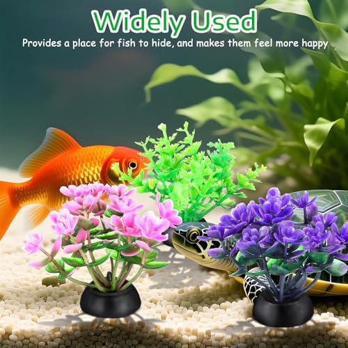 Veemoon 40 Pcs Artificial Aquarium Plants Fish Tank Decor, 1.97 Inches Mixed Style Plastic Aquatic Weeds, Small Fake Terrarium Vegetation Betta Turtle Accessories