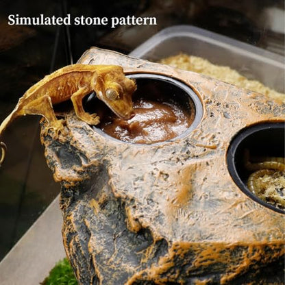 La La Pet®Magnetic Reptile Feeder Ledge with 4Pcs Cups Crested Gecko Feeding Bowls Removable Fruit Mud Basin for Bearded Dragon Snake Lizard Chameleon