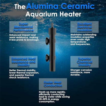 Mini Aquarium Heater 25W Super Small Fish Tank Heater with Digital Display Thermostat, Alumina Ceramic Betta Tank Heater Turtle Heater for 3-5 Gallon Tanks - size: For Aquariums ≤ 5 Gal