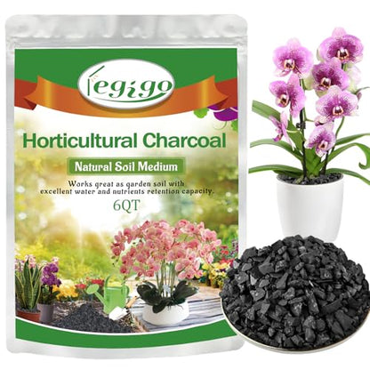 6QT All Natural Horticultural Charcoal- Activated Hardwood Plant Charcoal for Soil Amendment, Conditioning Bonsai Soil, Succulent Soil, Terrarium Supplies, Indoor Plant Potting Soil - color: 6 QT