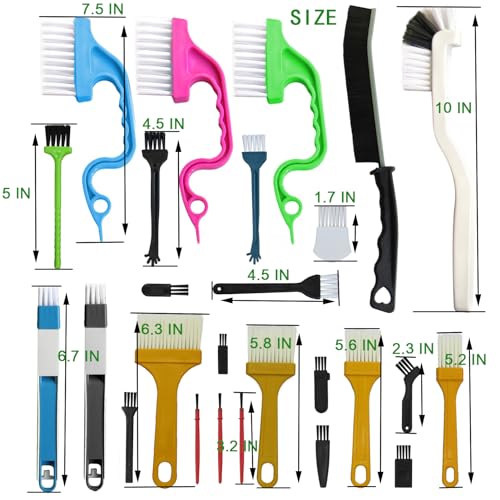 26Pcs Small Cleaning Brush, Crevice Cleaning Brushes for Small Spaces | Gap cleaning tool set, ideal for window grooves and deep crevice cleaning