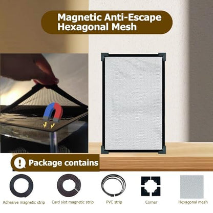 Terrarium Lid, Adjustable Magnetic Fish Tank Lid Net Cover, Aquarium Anti Jumping Mesh Hood Cover, Protect Reptiles from Escaping(20x20cm) - size: 20x20cm