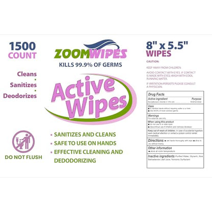 Zoom Active – 6,000 Total Wipes, 4 Rolls of 1,500 – Disinfecting Cleaning Wipes Bulk, Antibacterial Surface Wipes for Gym, Office & Commercial Use, Multi-Purpose Sanitizing Large Refill Rolls