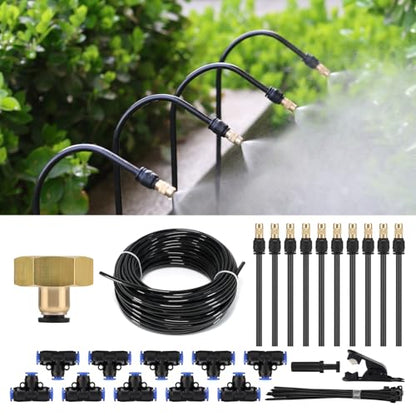 30FT Drip Irrigation System, Complete Garden Watering Kit with Rust-Proof Copper Nozzles - UV Stabilized Flexible Hose for Lawn, Greenhouse, Patio Plants - size: 30FT