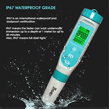 7 in 1 Water Quality Tester Pen Meter for Pools, Drinking Water Aquariums hydroponic Cooking Tester Measure Water by 7 parameters: PH/TDS/EC/ORP/S.G/Water Salinity/Temp - style: 7 in 1 PH/TDS/EC/ORP/S.G/Water Salinity/Temp