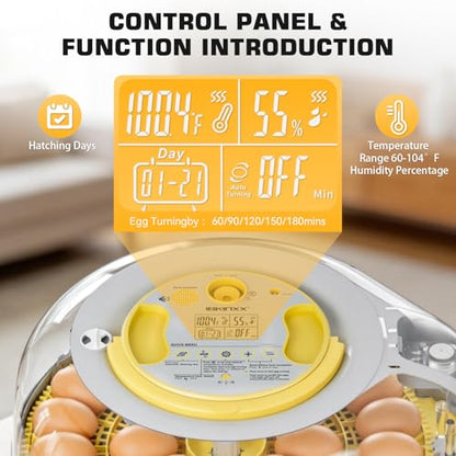 IBKINXX 26 Egg Incubator for Hatching Eggs - Smart Voice Guidance | 360° View with Automatic Temp & Humidity Control, Auto Egg Turning & Built-in Egg Candler for Chicken, Duck, & Quail