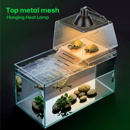 Turtle Basking Platform & Dock Stainless Steel Turtle Ramp Topper Decor for Red Eared Slider Hanging Habitat Enclosure Cage Non-Slip Surface Cuckold Tank with Lid Tortoise House Semi Aquatic Terrapin
