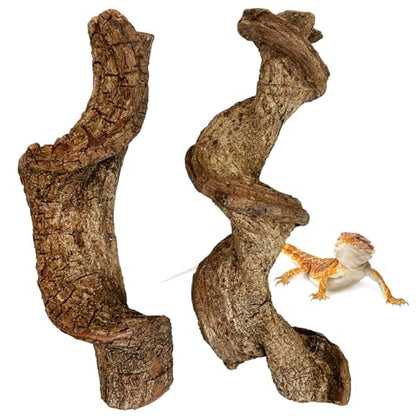 Reptile Climbing Decor 1.8-2.2" Thick Wood Branches Snake Habitat Decorations Terrarium Wooden Tree Trunk Ornament for Bearded Dragon Lizard Geckos Chameleon Frog (11.8 inches) - size: 11.8 inches (2 Pack)
