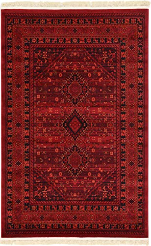Unique Loom Tekke Collection Area Rug - Sheibani (4' 1" x 6' 1" Rectangle Red/Black) - size: 4' x 6' (Rectangular)