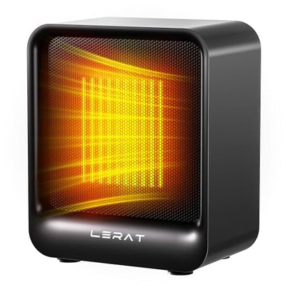 Lerat Mini Space Heater, 500W Quiet Electric Heaters for Indoor Use, Safe PTC Ceramic Desk Heater with Tip-Over & Overheat Protection, Small Portable Personal Fast Heating for Office Home Dorm Bedroom