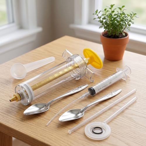 10 Pcs Bird Feeding Syringe Set, Bird Feeding Syringe,1.7 fl oz (50 mL) Hand Feeding Syringe for Birds, Parrot Syringe Feeder with Feeding Tubes & Spoon for Cockatiels, Parakeets & Budgies