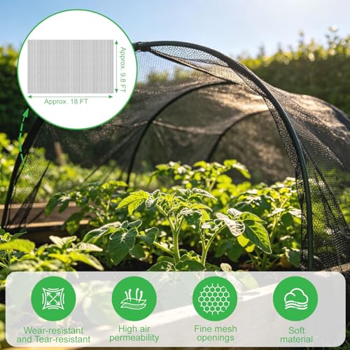 Patio Mosquito Netting, Black 9.8FT×18FT Garden Mesh Netting,Garden Mosquito Net for Plants,Fruits and Vegetables to Repel Flies,Insects & Birds,Mosquito Mesh Screen for Outdoor,Patio,Balcony,Terrace