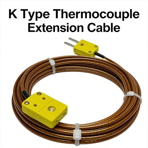 K Type Thermocouple Extension Cable 197in/5.5 Yards | Brown Wire PVC Coating Polyimide Construction Temperature Range: 0°F–1300°F - size: 197in/5.5 yards